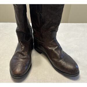 Justin Roper Boots Men’s Size 8.5 EE Brown Leather 3162 Western Cowboy Pull On